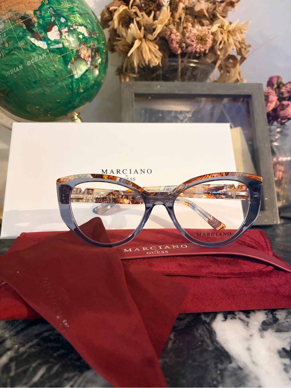 Marciano by Guess Tortoiseshell Cat-Eye Glasses - Brown/Gray